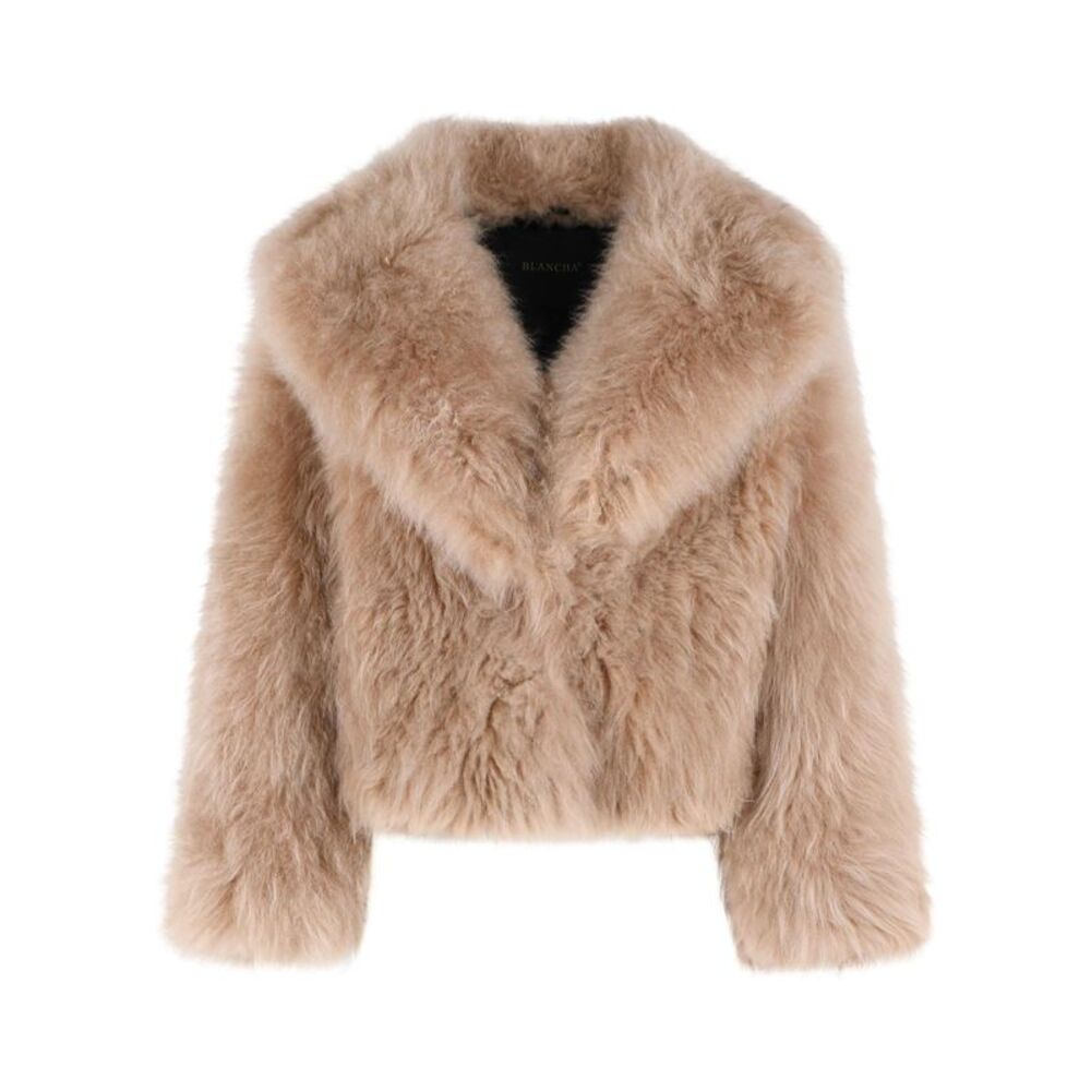 Blancha Beige Cashmere Fur Coat Women